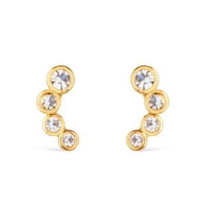 Brinco Dourado com 4 Pontos de Luz em Zircônia